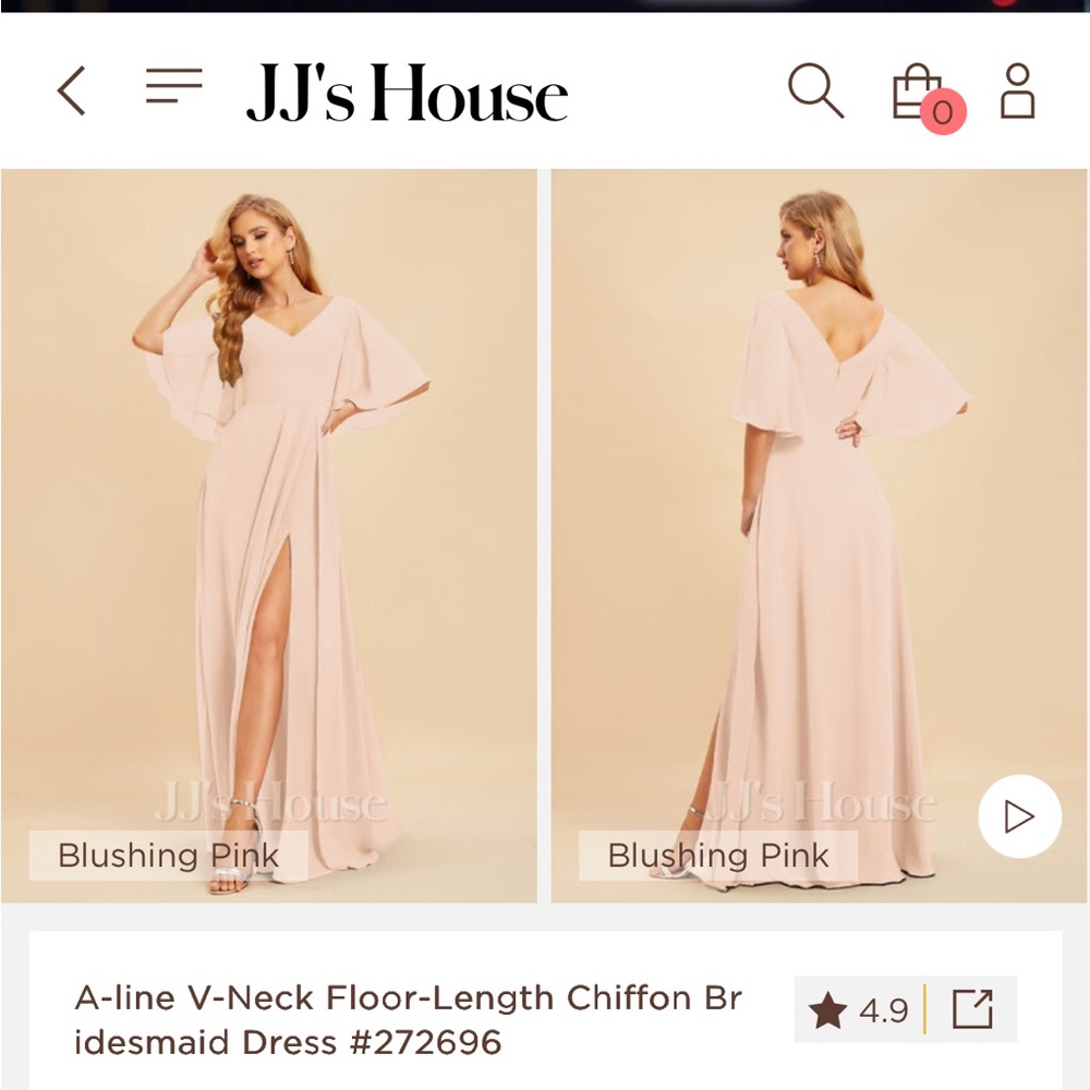 JJS House A-line V-Neck Floor-Length Chiffon Bridesmaid Dress #272696